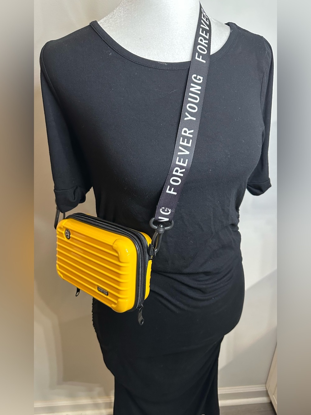 Forever Young Yellow Crossbody Mini Hardshell  Bag